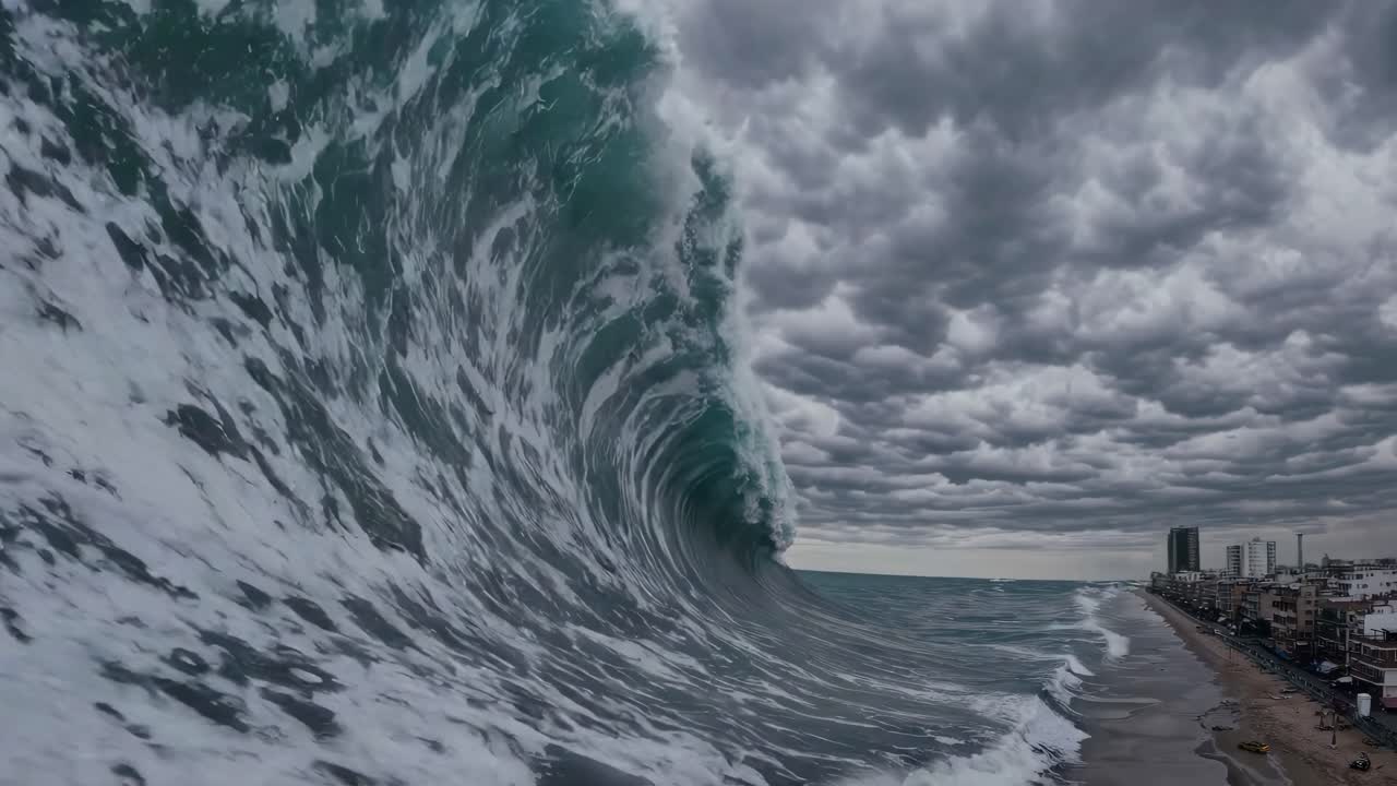 Massive Tsunami Approaching City