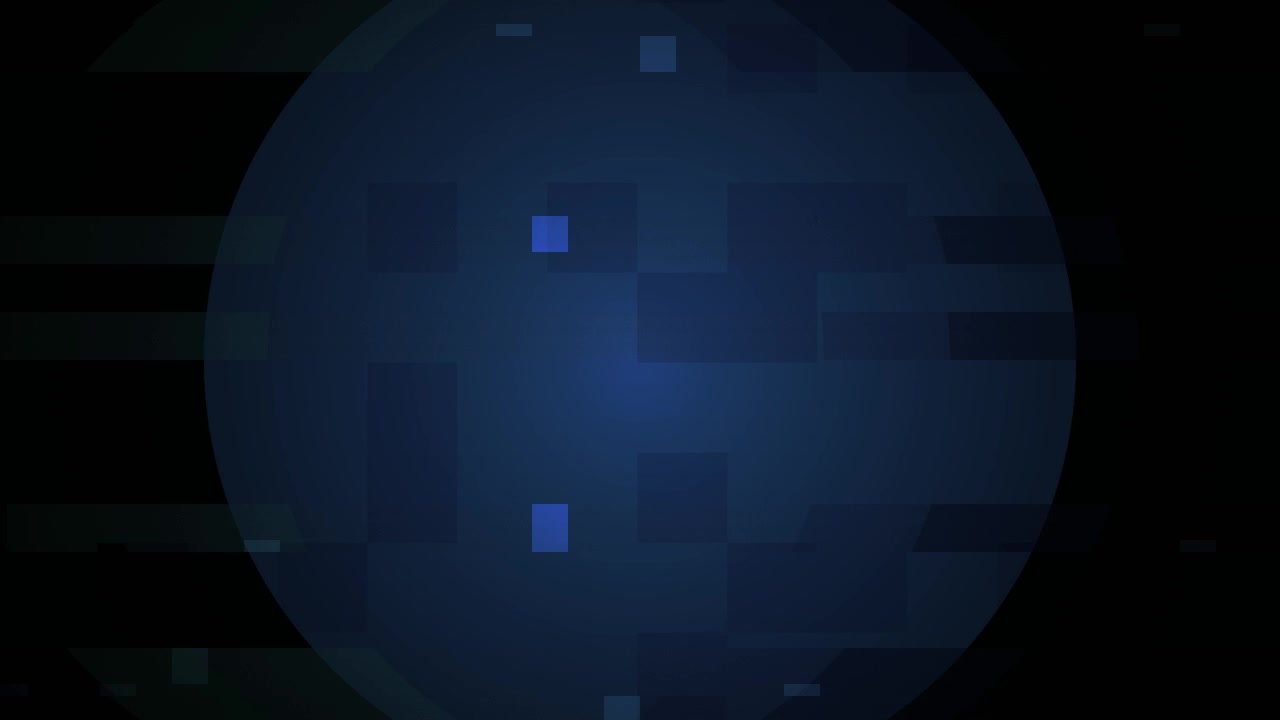 Abstract Blue Pixels Glitching on a Circular Digital Display