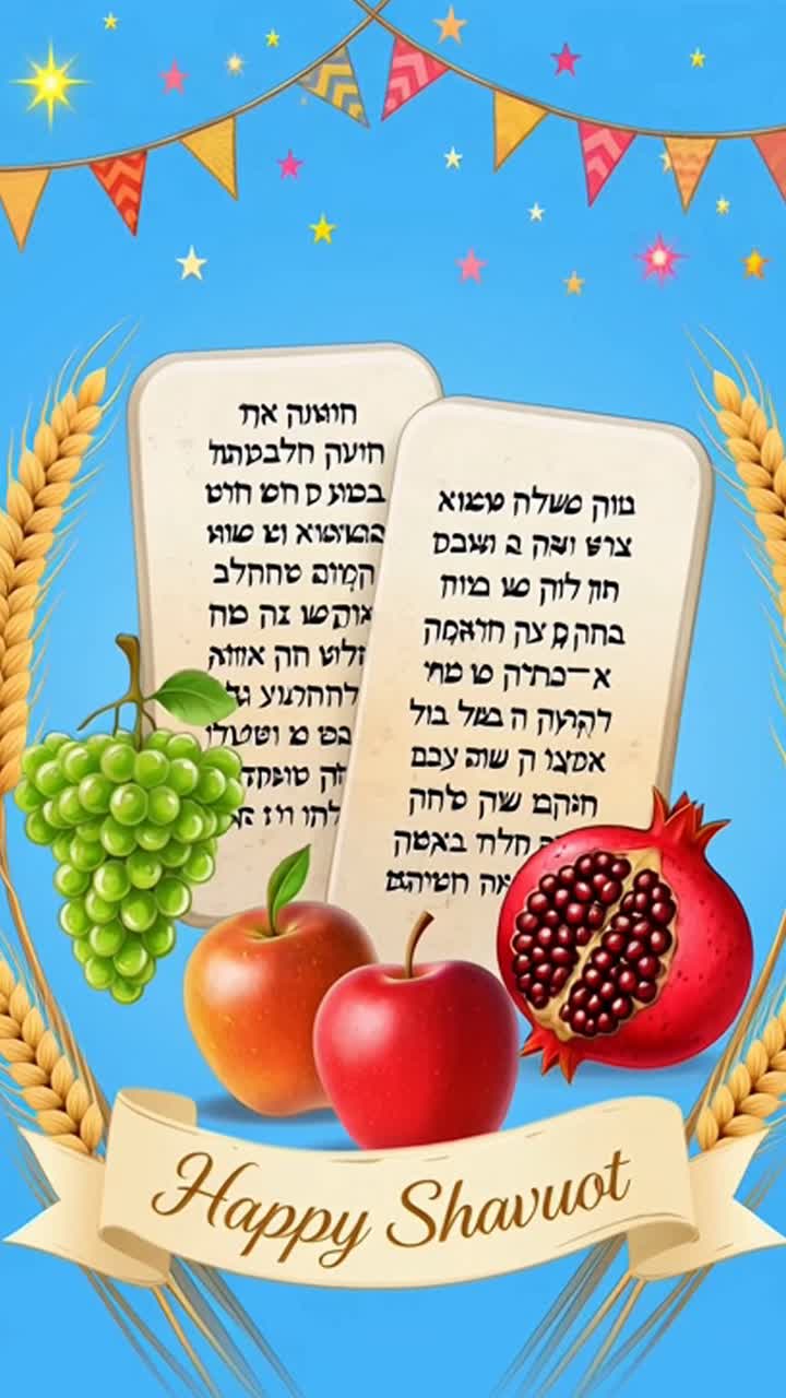 Animazione di biglietto d'auguri per la festività religiosa di Shavuot