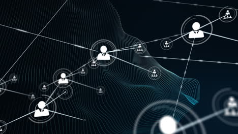 animation of network of connections of email icons on black background