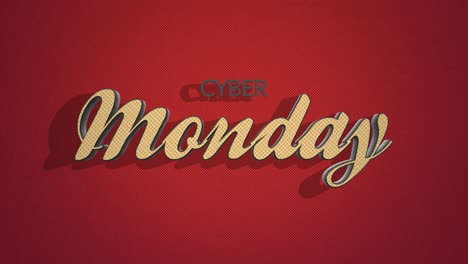 retro cyber monday text in 80s style on a red grunge texture