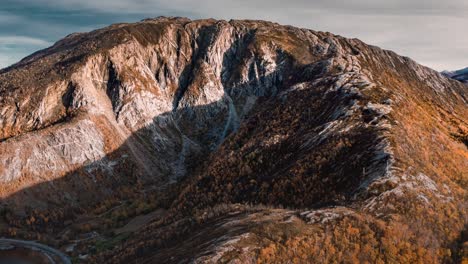 aerial view of the mountain, fjord, and the valley near the kjelling, norway