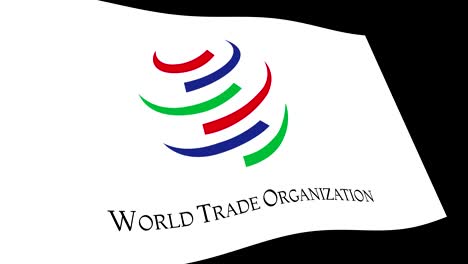 wto (world trade organization) flag slow waving in perspective, animation 4k footage