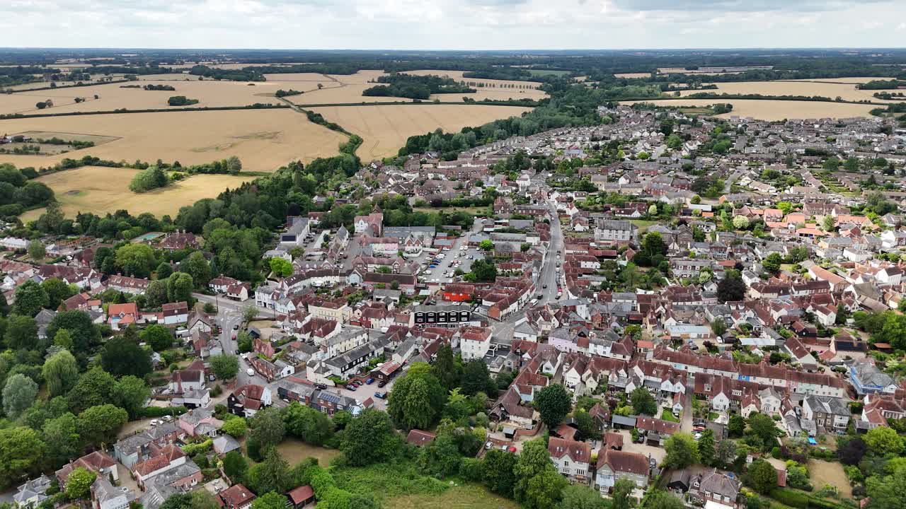 Coggeshall Town Essex UK drone,aerial high angle