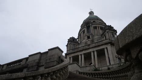 looking up at wealthy historic ashton memorial landmark historical estate building stairs dolly right