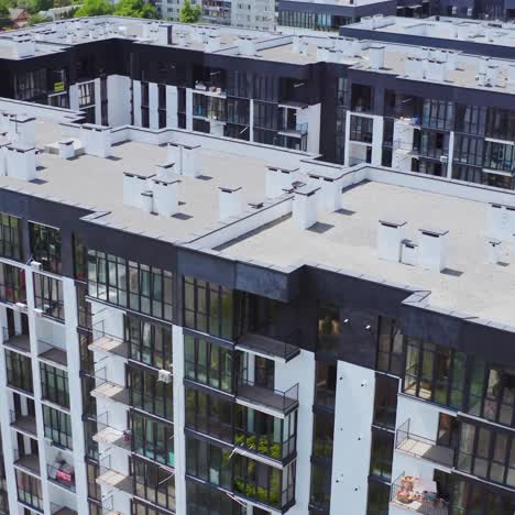 new town apartment complex landscape. aerial view of neighborhood in residential area