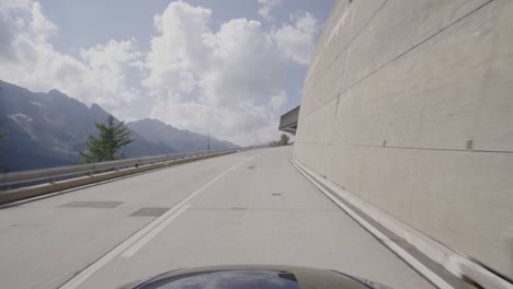 driving a car on the gotthard pass from south to north switzerland