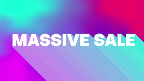 Animation-of-massive-sale-text-over-colourful-background