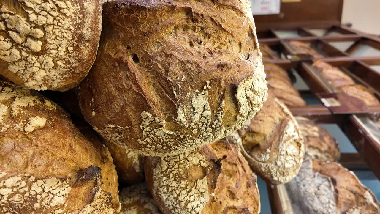 Close-up view of a pile of freshly baked bread