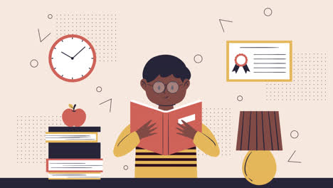 estudiante leyendo en casa