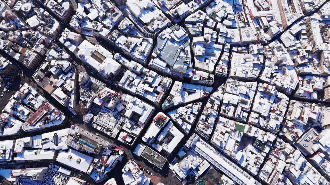 4K drone video of Istanbul's historic rooftops covered in snow