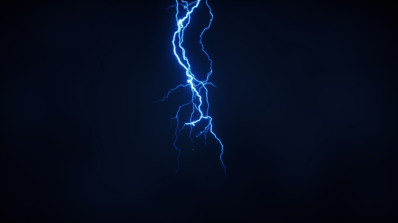 Blue lightning with dark background, 3d rendering.