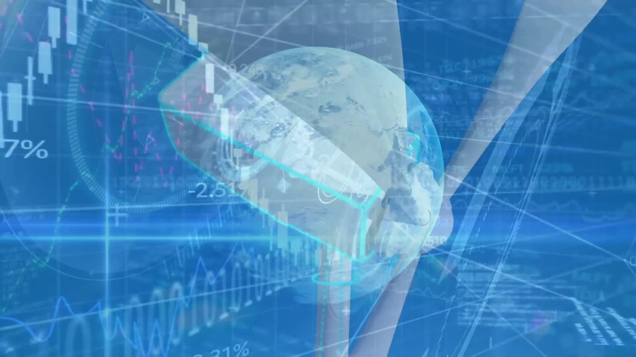 바이너리 코딩과 풍력 터빈을 통한 데이터 처리 애니메이션