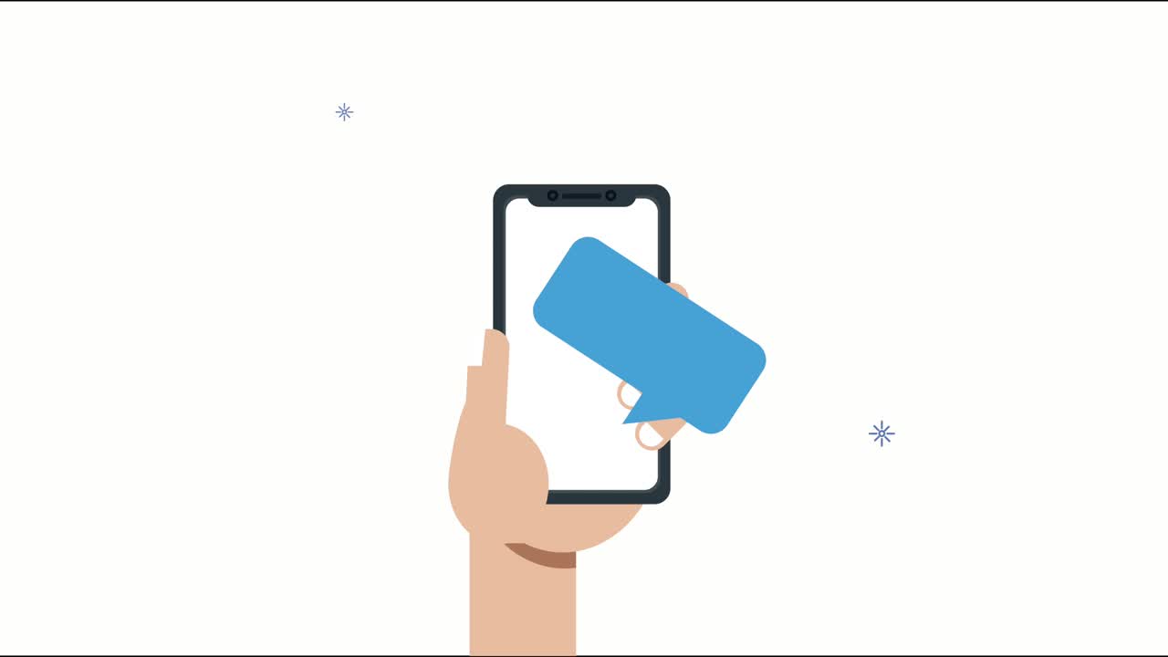 스마트폰과 채팅 소셜 미디어를 손에 들고