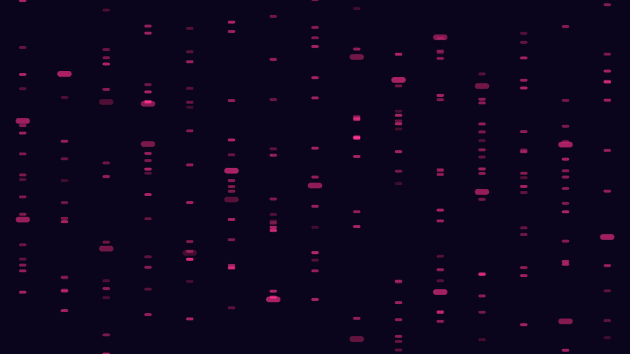 Animated abstract background with falling pink light particles and dotted lines on a dark purple backdrop, ideal for technology, cyber, data, and futuristic visuals