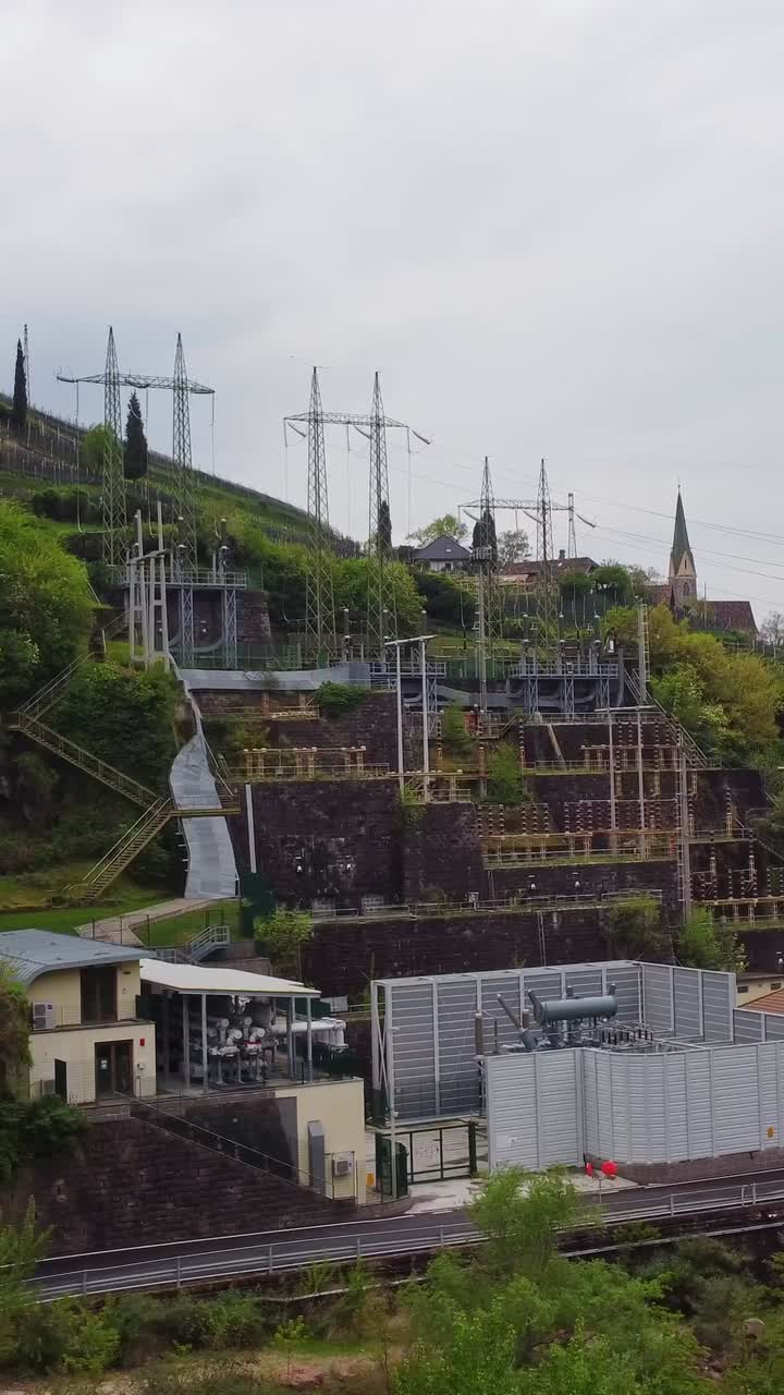 Wasserkraftwerk St. Anton hydroelectric power plant, aerial view in Bolzano, Italy