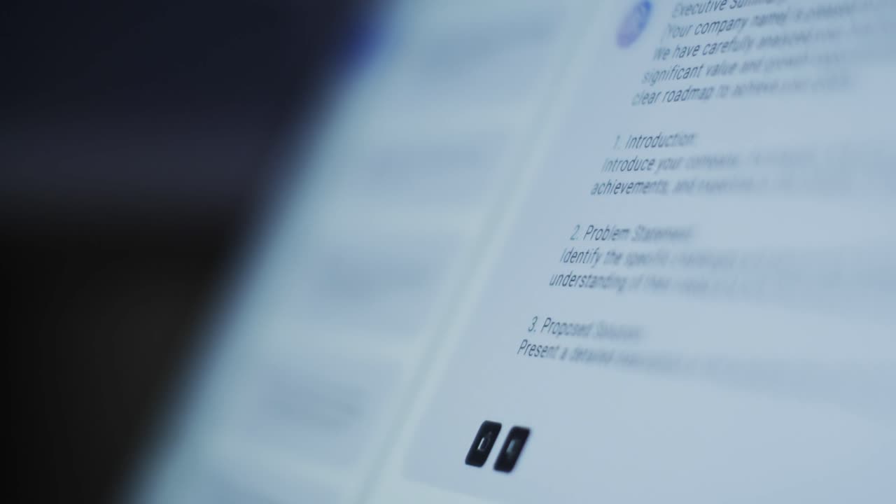 Video of ai chat processing on screen on white background