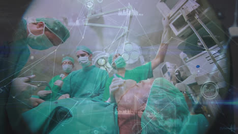 animation of connections and data processing over diverse surgeons at operating theatre