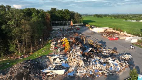 Rubble-and-debris-from-building-fire