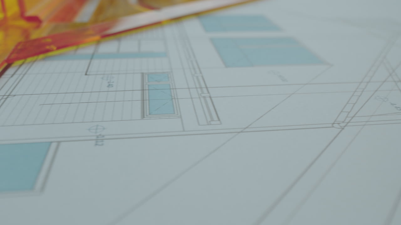 Architectural Drawing with Ruler and Protractor