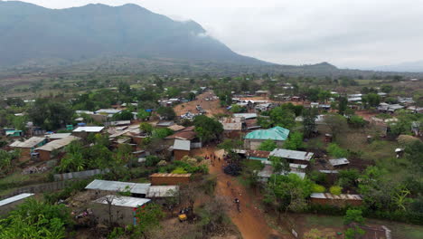 aerial of tribal market day in kako village, ethiopia