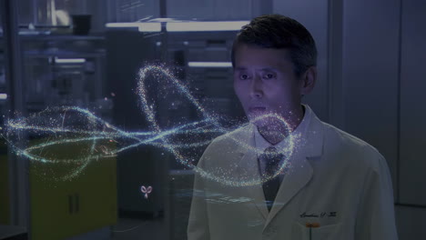 scientist in laboratory with hologram