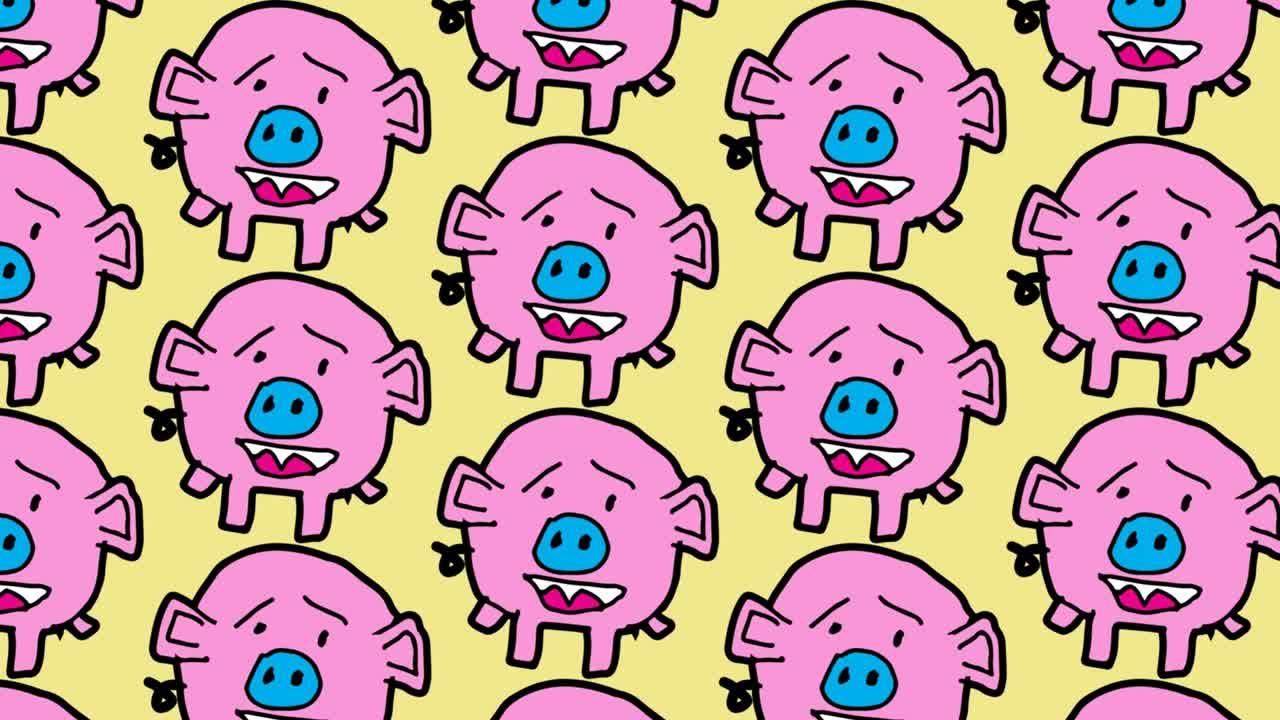 niños dibujando arte pop fondo sin costuras con tema de cerdo