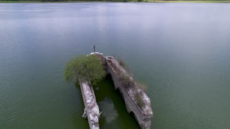 sunken chapel in a lake