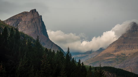 time lapse, clouds formations above rocky peaks of glacier national park montana usa