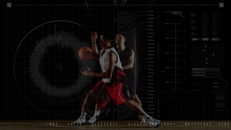 data processing with two men playing basketball