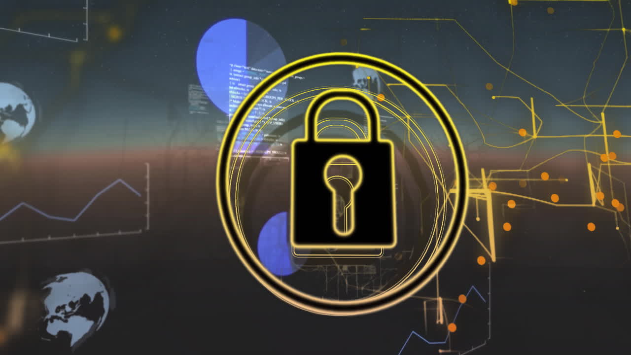 bloquear la animación del icono sobre los datos digitales y el fondo del mapa del mundo