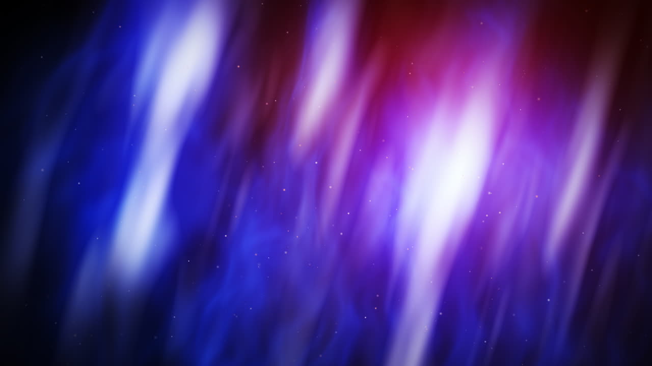 Red hot and blue flame with bright burning sparks. Glowing iridescent plasma. Looped animation with a dark background.