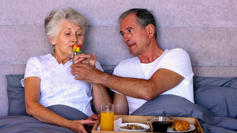 Elderly-couple-having-breakfast-in-bed