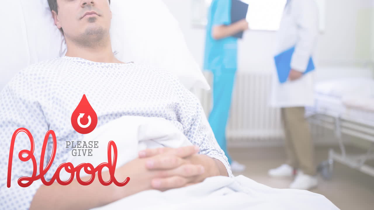 의사와 환자 위에 혈액 텍스트를 주십시오의 애니메이션