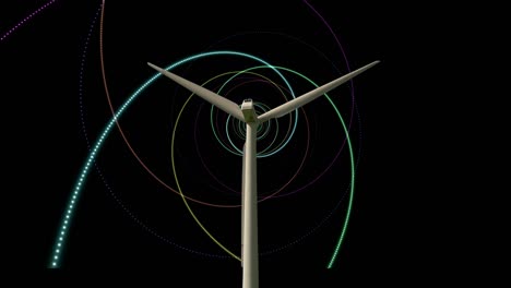 rotating wind turbines with computer animated background