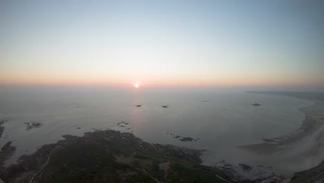 Drone-aerial-fly-away-footage-of-Beauport-Beach-in-Jersey