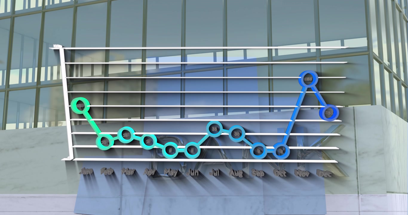 Animation of graphs over office buildings