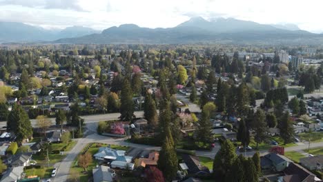 Wunderschöner-Vorort-Von-British-Columbia,-Drohnenaufnahmen,-Maple-Ridge