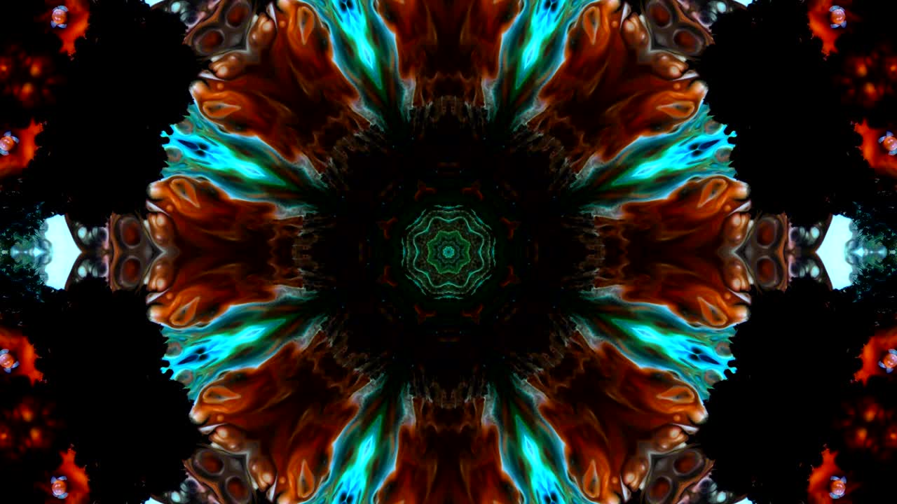 movimiento de caleidoscopio: círculos geométricos y formas de estrellas