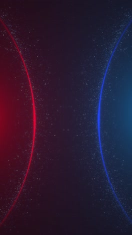 video footage of glowing blue red particles forming vibrant digital motion design for celebration