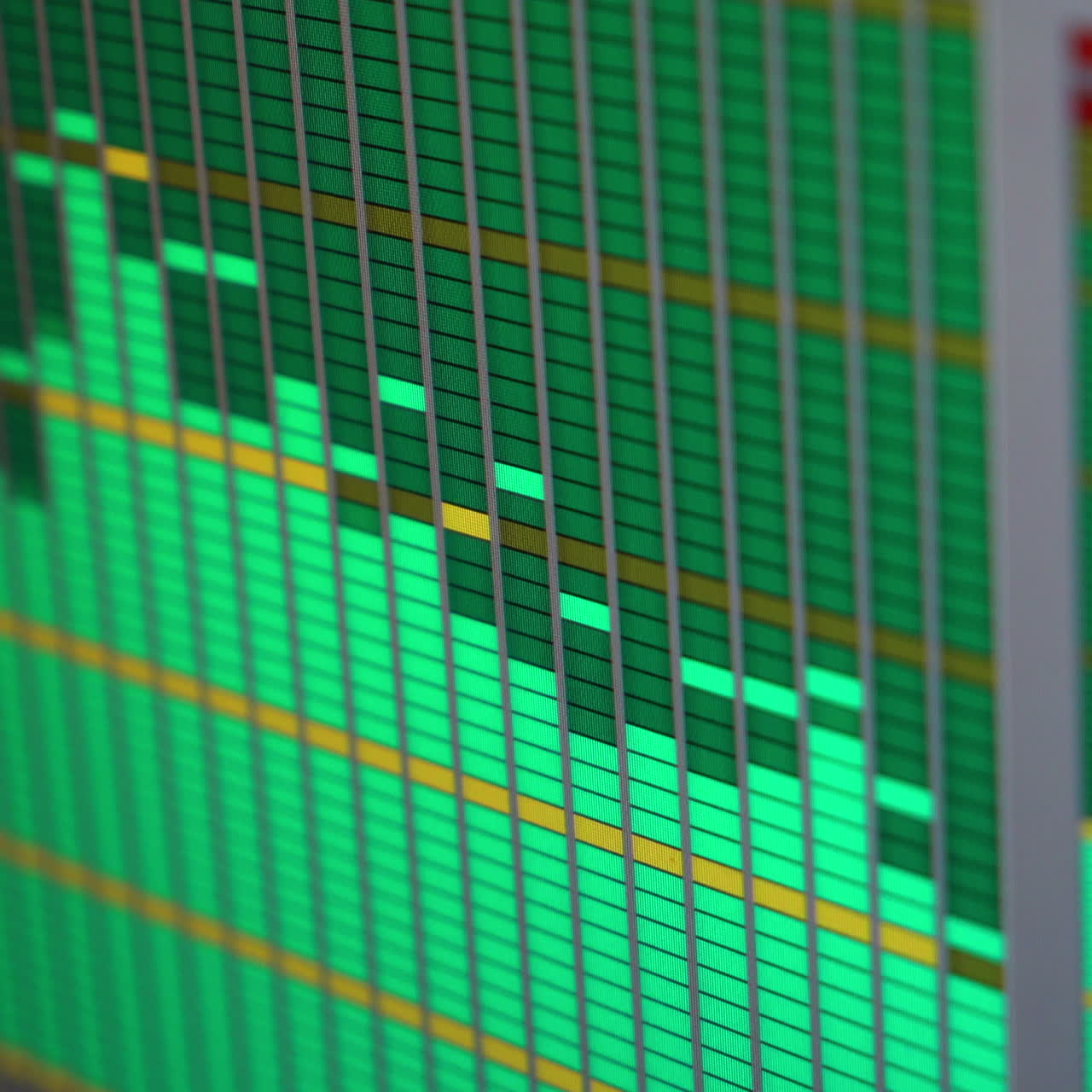 Audio waves on a computer screen. Voice recording for music. Recording studio or radio