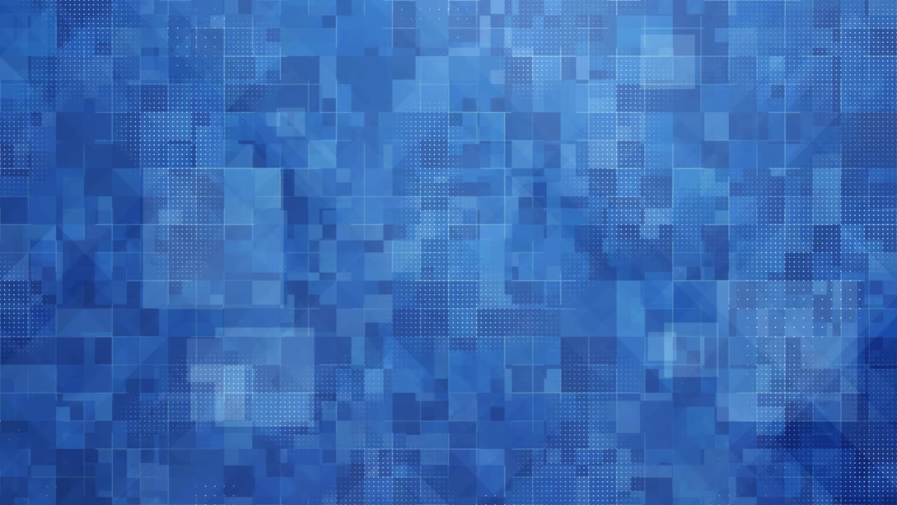 Blue digital grid mosaic animation, abstract background, modern technology concept, data and network connections