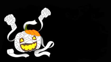 halloween calabaza jack o linterna conjunto de trajes momia concepto idea ilustración aislada en fondo oscuro aterrador animación de bucle sin costuras 4k con espacio de copia