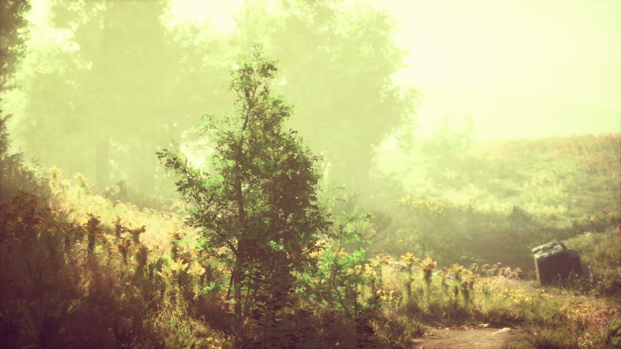 빛이 비치는 숲길