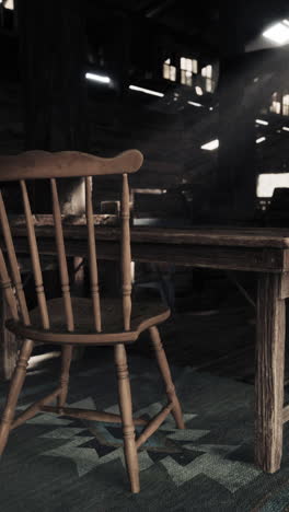 old wooden chair and table in a rustic room