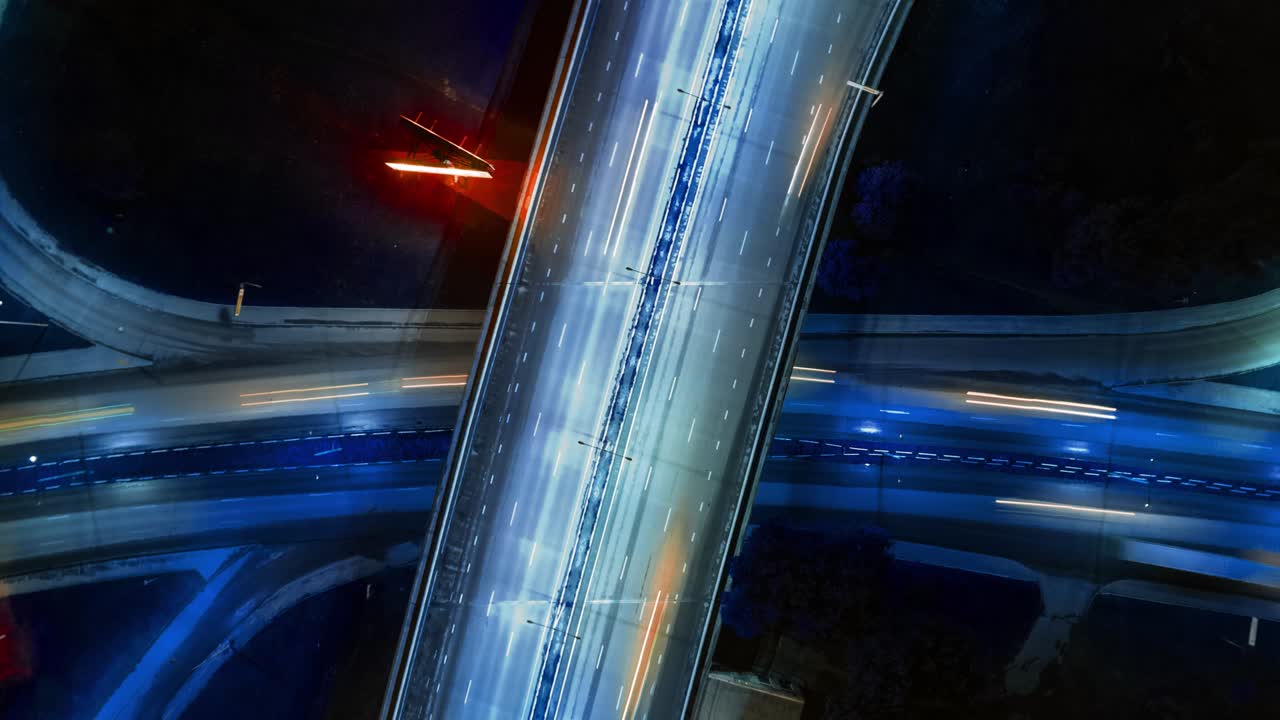 Highway interchange with traffic. UHD 4K