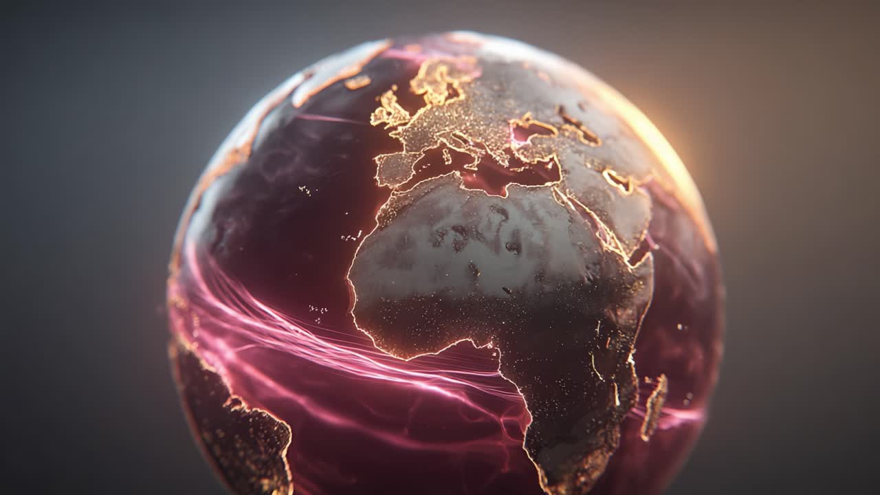 A Mesmerizing View of Earth with Illuminated Data Streams, Showcasing a Futuristic Perspective on Global Connectivity and Digital Innovations in a Vibrant Design