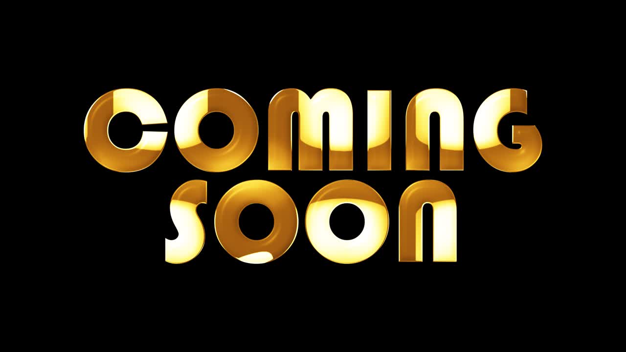 la iluminación de brillo dorado de la palabra aislada que viene pronto animación de bucle promover el concepto de publicidad aislar usando prores de canal alfa quicktime 4444.