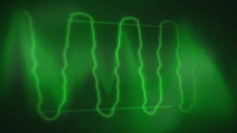 Animation-of-green-wave-forms-moving-on-black-background