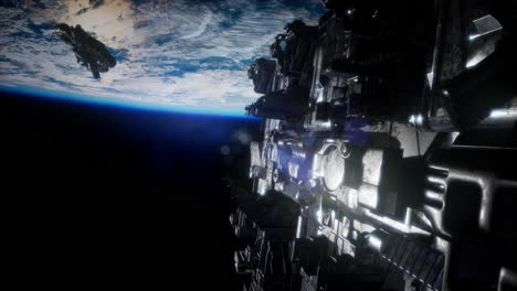 la nave espacial alienígena armada se acerca a la tierra